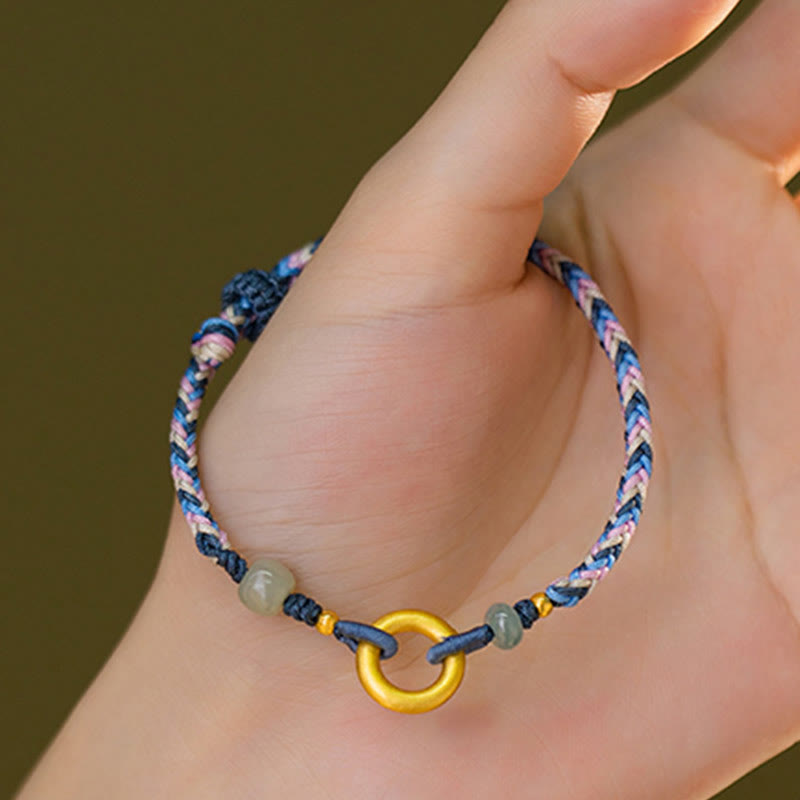 999 Sterling Silver Hetian Jade Luck Health Bracelet