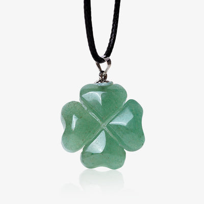 Collier porte-bonheur en aventurine verte | Breloque trèfle en argent sterling