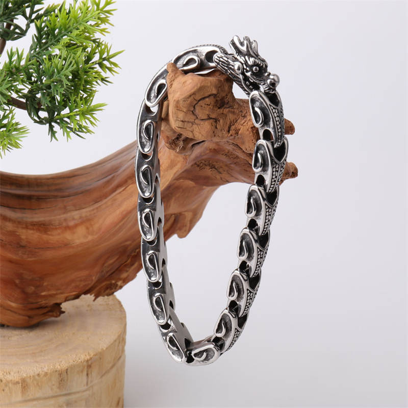 Dragon Titanium Steel Luck Bracelet | Strength & Protection