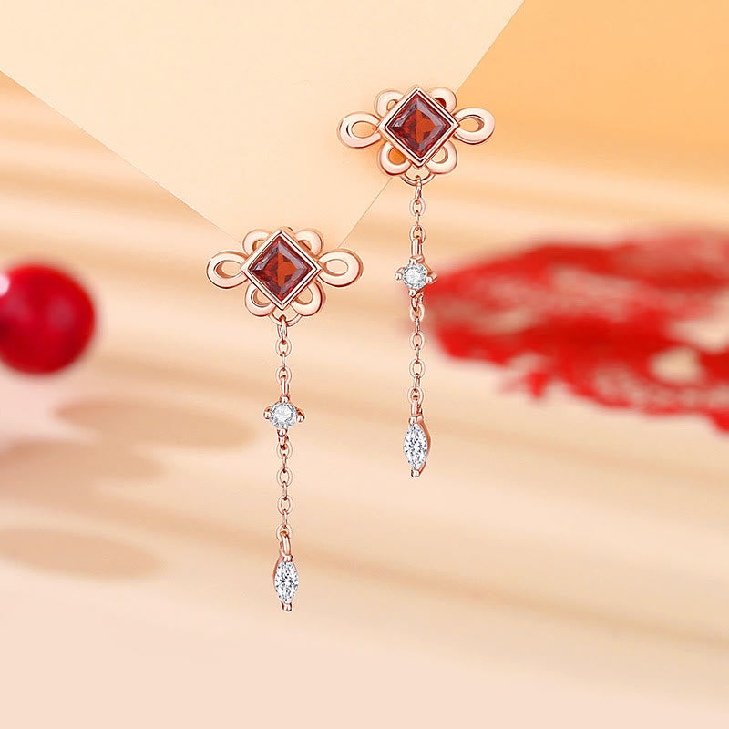 925 Sterling Silver Red Zircon Spiritual Jewelry Set