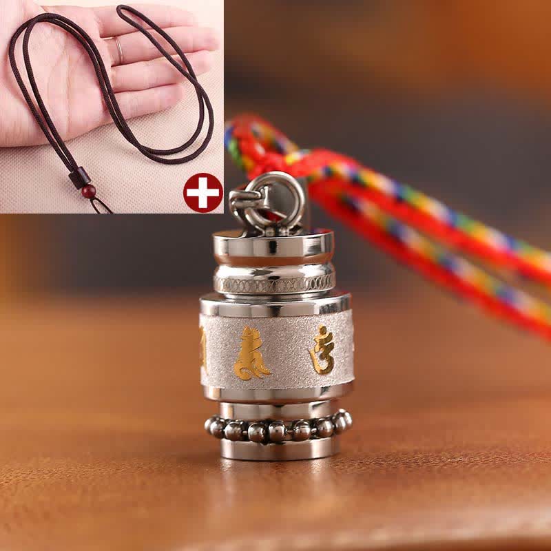 Pendentif de sagesse en acier titane Om Mani Padme Hum 1,2 cm