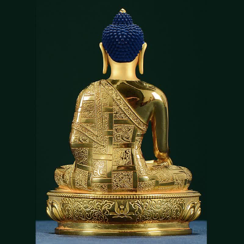 Copper Buddha Statue Shakyamuni Figurine 16.5cm Enlightenment