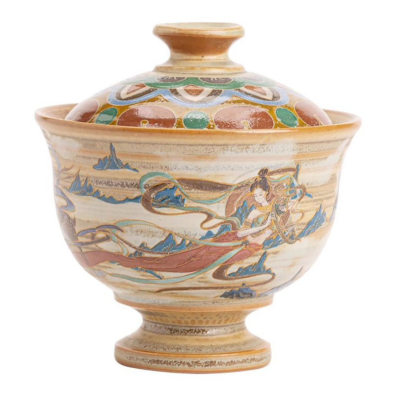 Dunhuang Flying Apsaras Ceramic Gaiwan Tea Cup 150ml