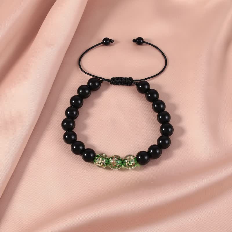 10mm Black Obsidian Strength Bracelet with Glowstone