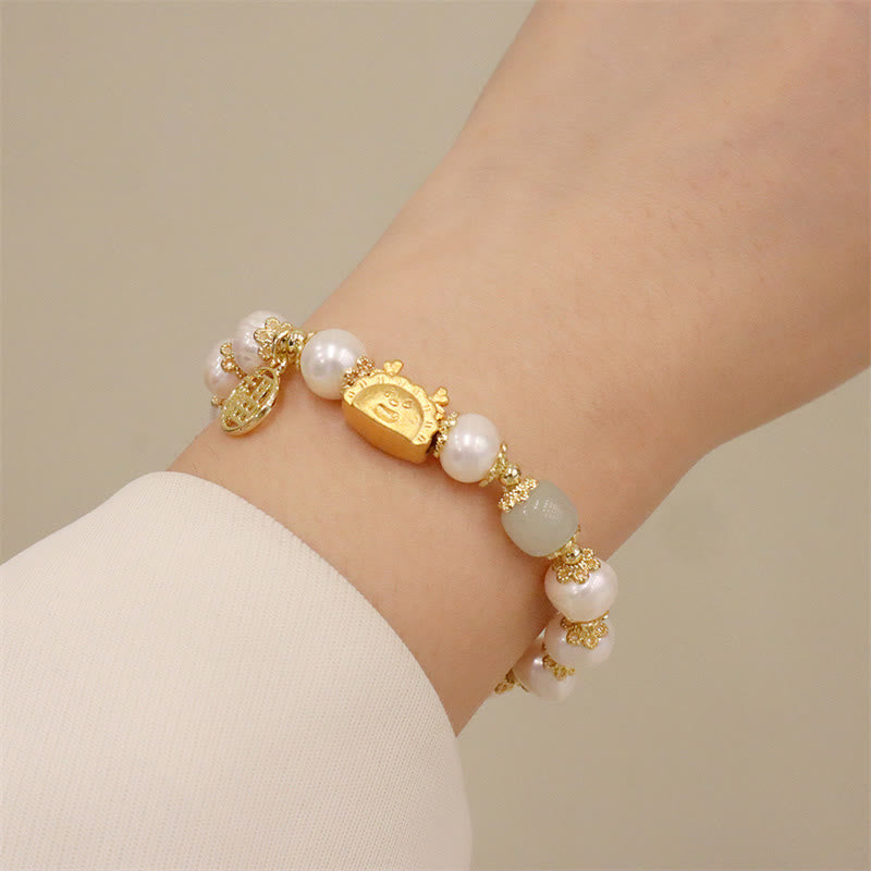 8mm Dragon Luck Bracelet with Red Agate & Multifaceted Stones