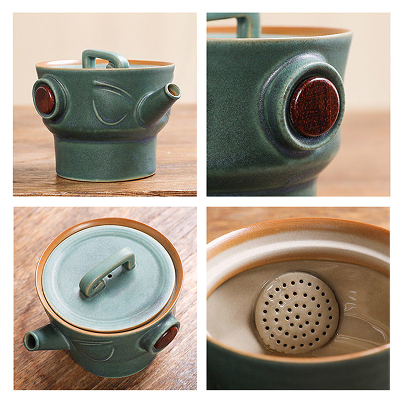 Service à thé chinois en céramique Sanxingdui | Cadeau Kung Fu