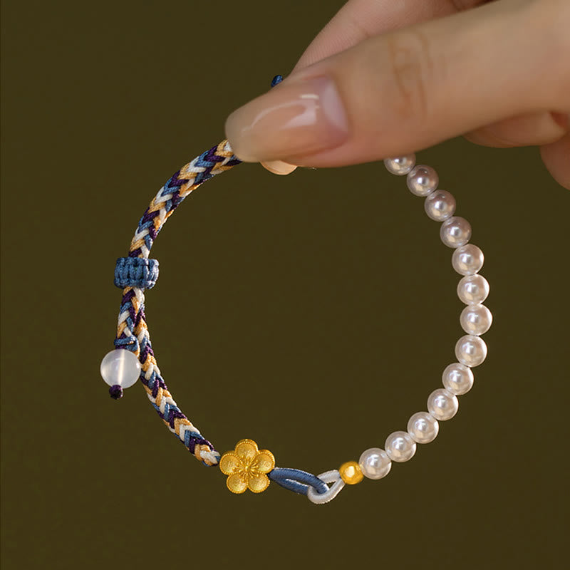 925 Sterling Silver Pearl Bracelet with Peach Blossom | Healing Harmony