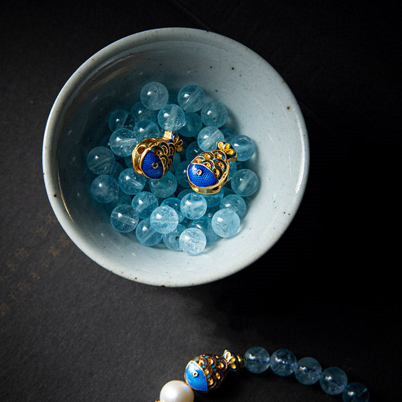 6mm Aquamarine Lazurite Healing Bracelet for Balance & Peace