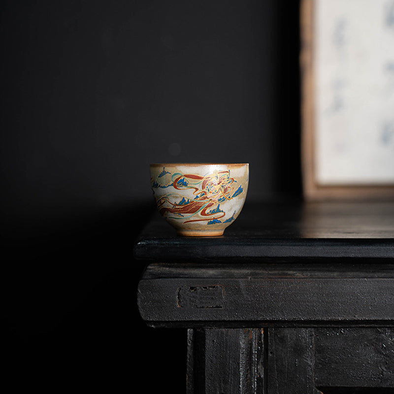 Dunhuang Flying Apsaras Ceramic Gaiwan Tea Cup 150ml