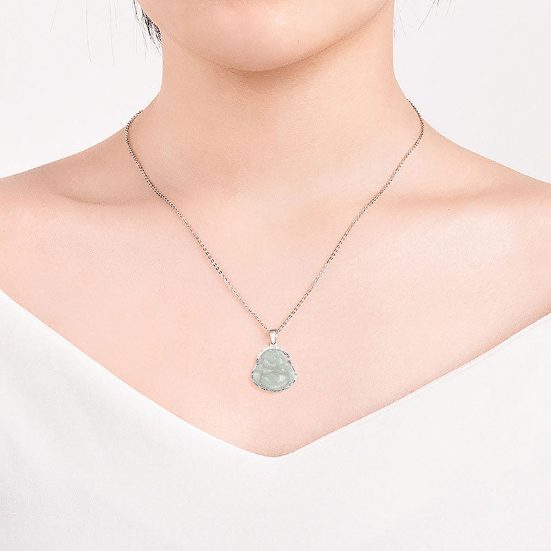 925 Sterling Silver Jade Luck Calm Necklace Pendant