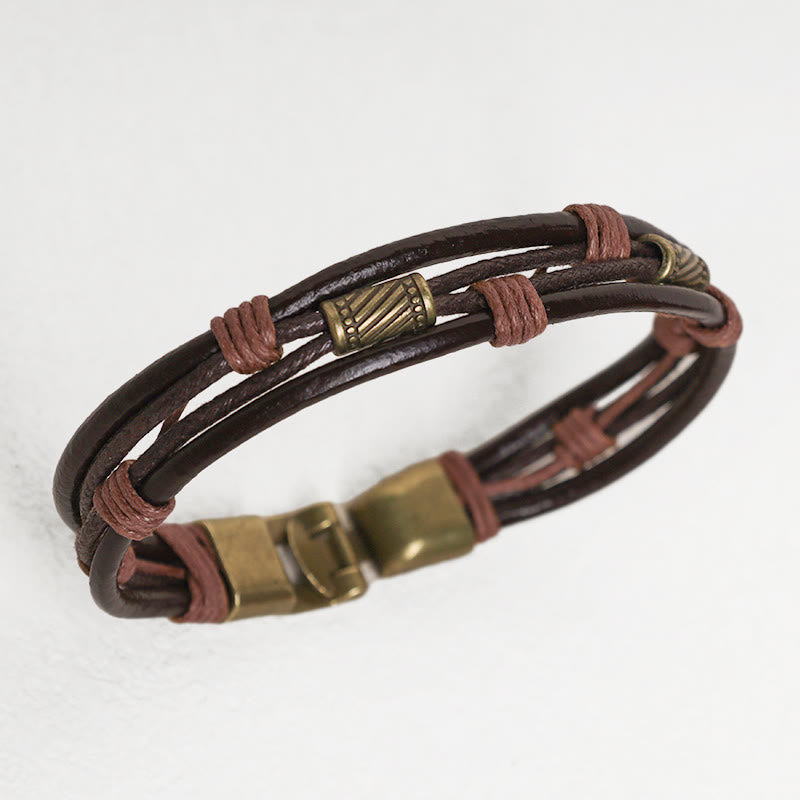 Unisex Copper Leather Spiritual Bracelet for Healing & Balance