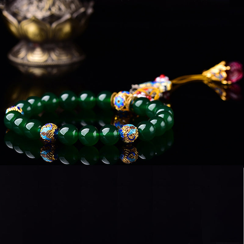Green Agate Wrist Mala 14mm for Success and Manifestation