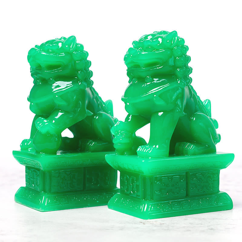 Fu Foo Dogs Pair Spiritual Statues Resin Feng Shui Guardians