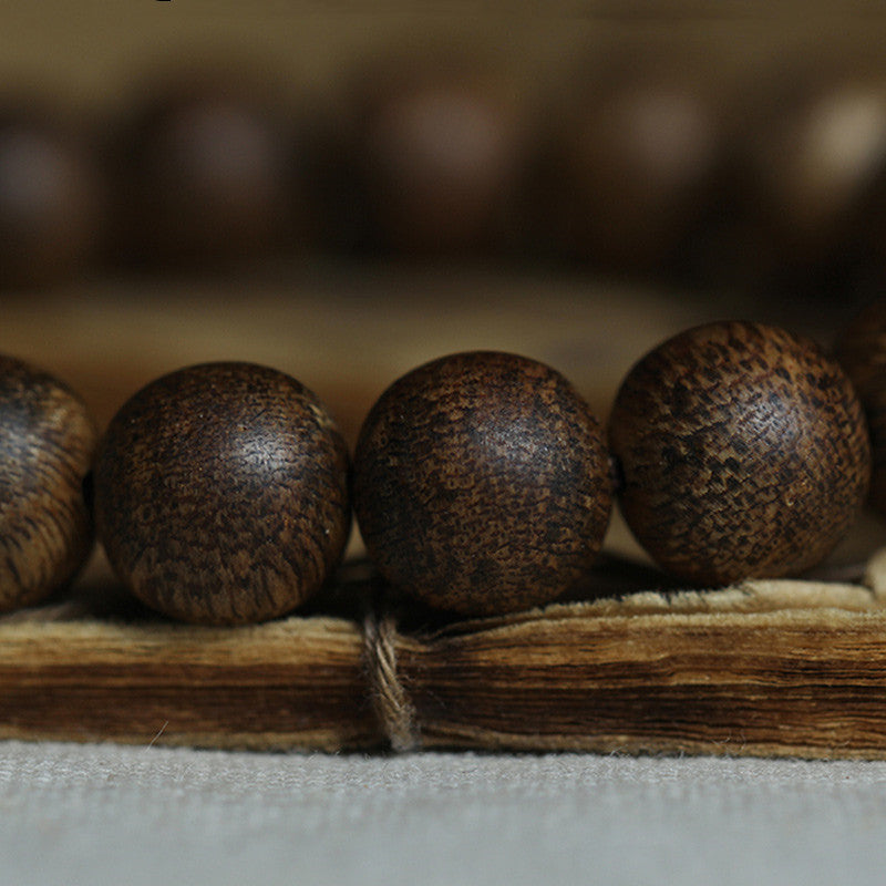 Vietnam Huang Qinan Agarwood & Hetian Jade Peace Bracelet