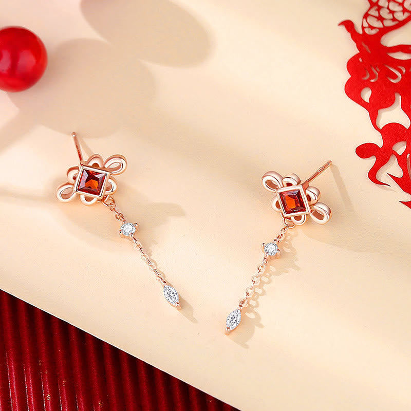 925 Sterling Silver Red Zircon Spiritual Jewelry Set