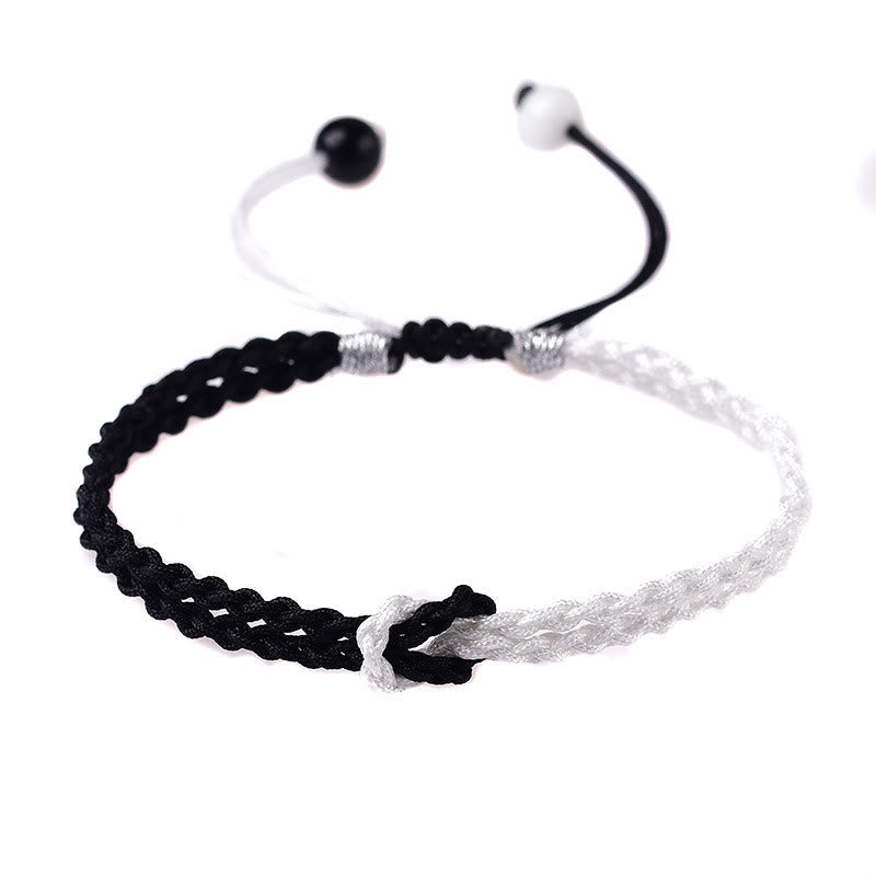 Handmade Black White Rope Braided Red String Bracelet for Protection