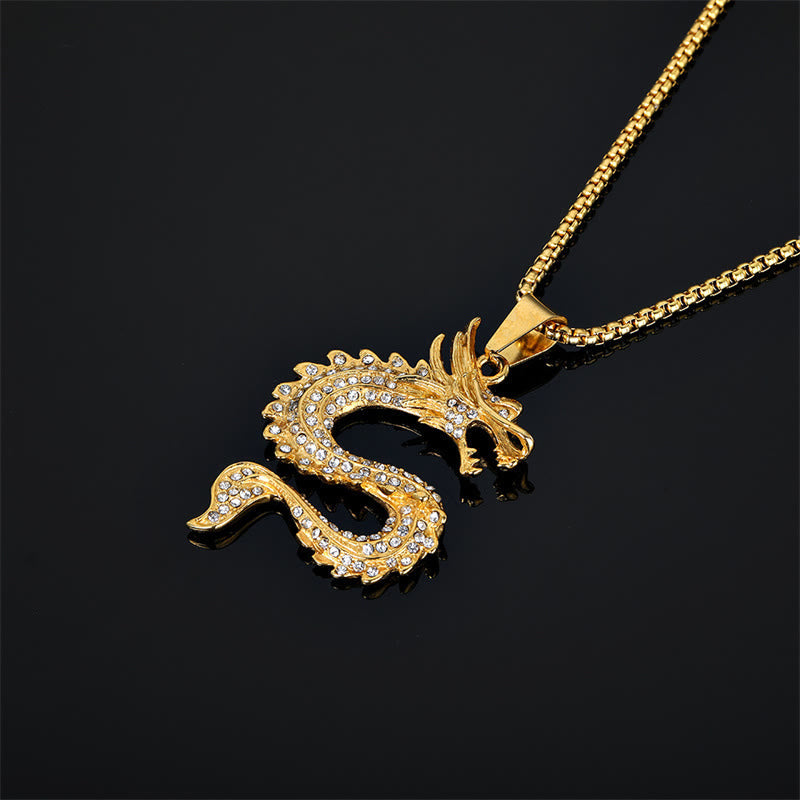 Collier dragon avec pendentif de protection en zircon | Sons de guérison
