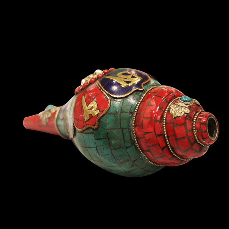 Coquillage tibétain Shankha fait main 23 cm | Décoration Zen