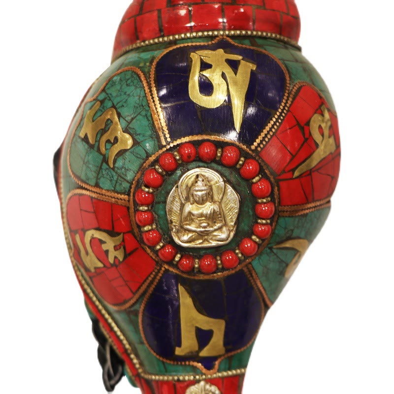 Coquillage tibétain Shankha fait main 23 cm | Décoration Zen