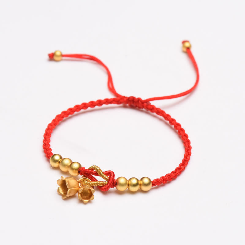 Red String Bracelet with Lily Of The Valley Charm for Luck & Protection