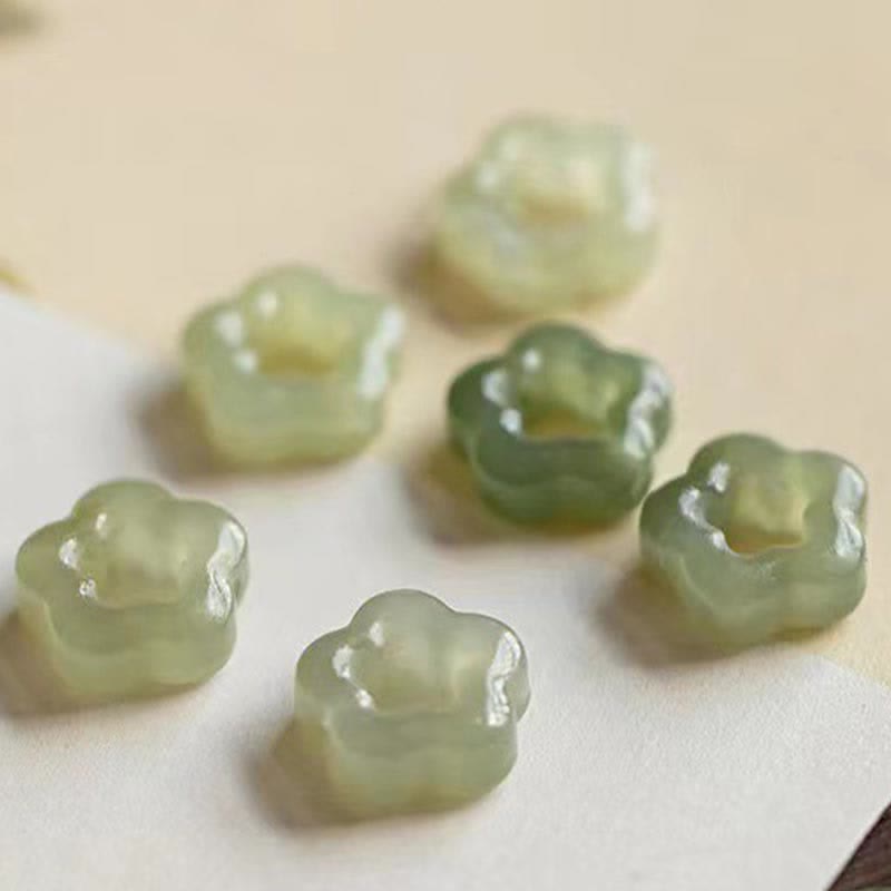 Dainty Cyan Hetian Jade Luck Floral Necklace Pendant