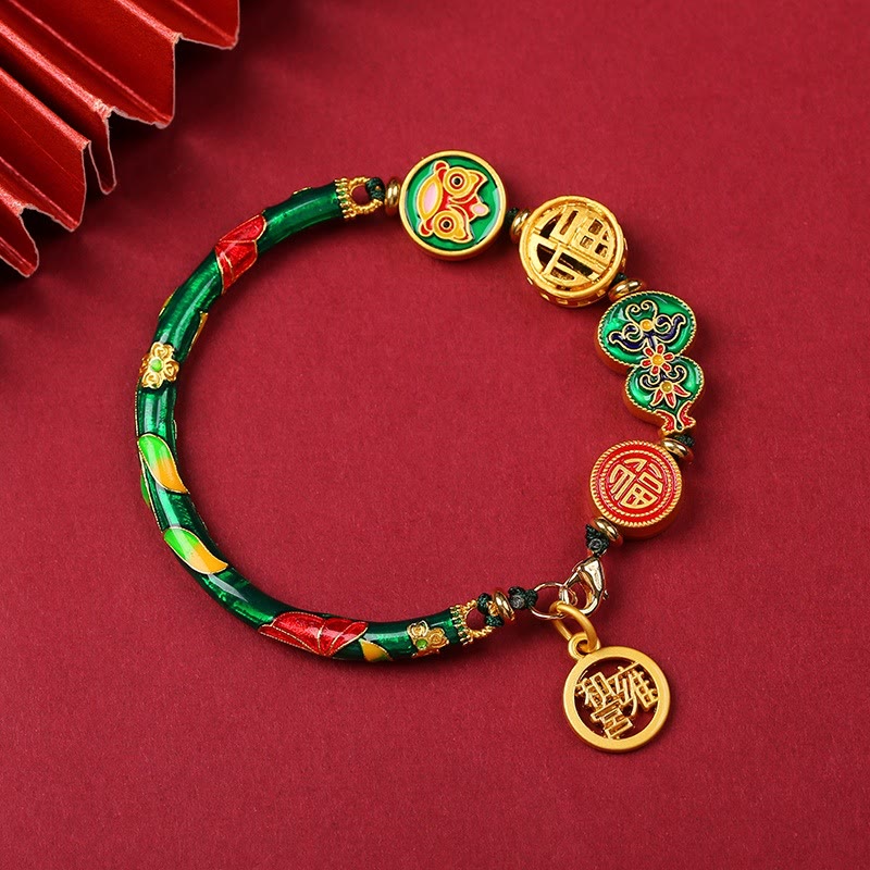 Copper Tibetan Gourd Fortune Happiness Lion Wealth Luck Bracelet