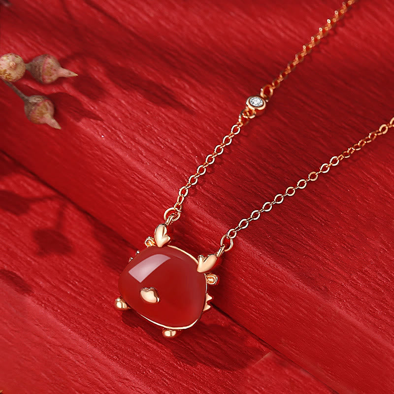 Bijoux dragon en argent sterling avec jade Hetian et agate rouge