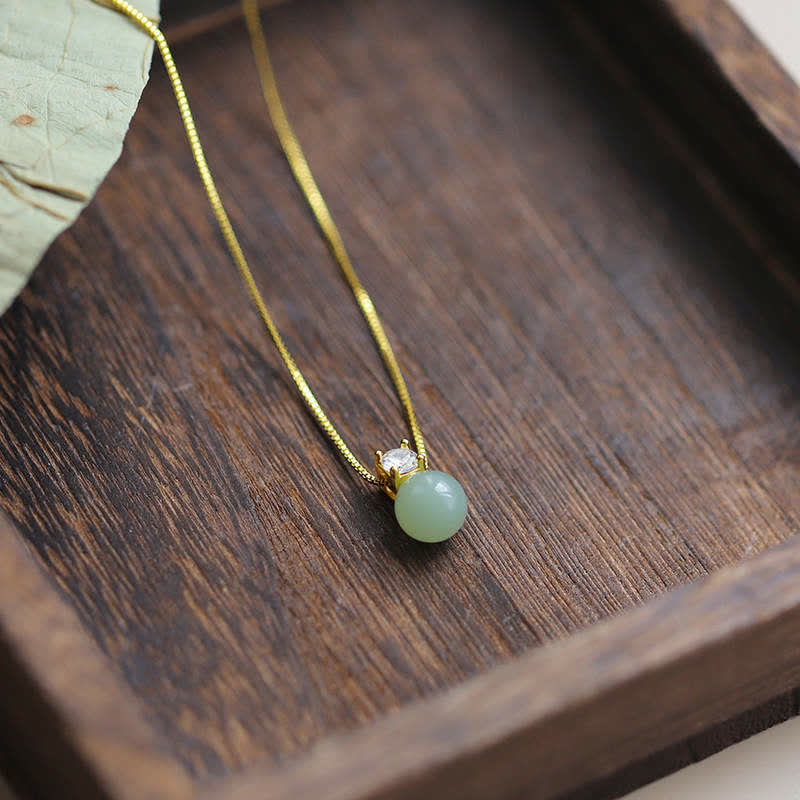Lucky Bead Jade Prosperity Chain Pendant Necklace