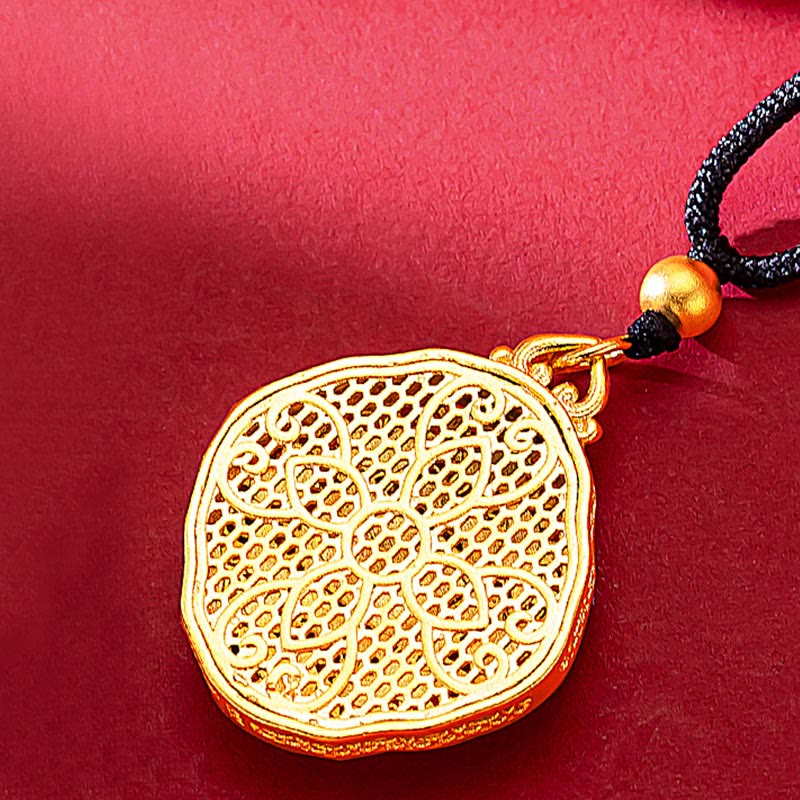 Copper Flower Love Heart Spiritual Necklace Pendant