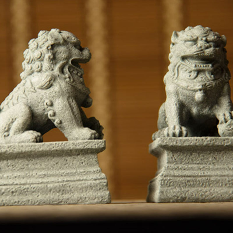 Fu Dogs Elephant Turtle Spiritual Statues Set for Home Blessings