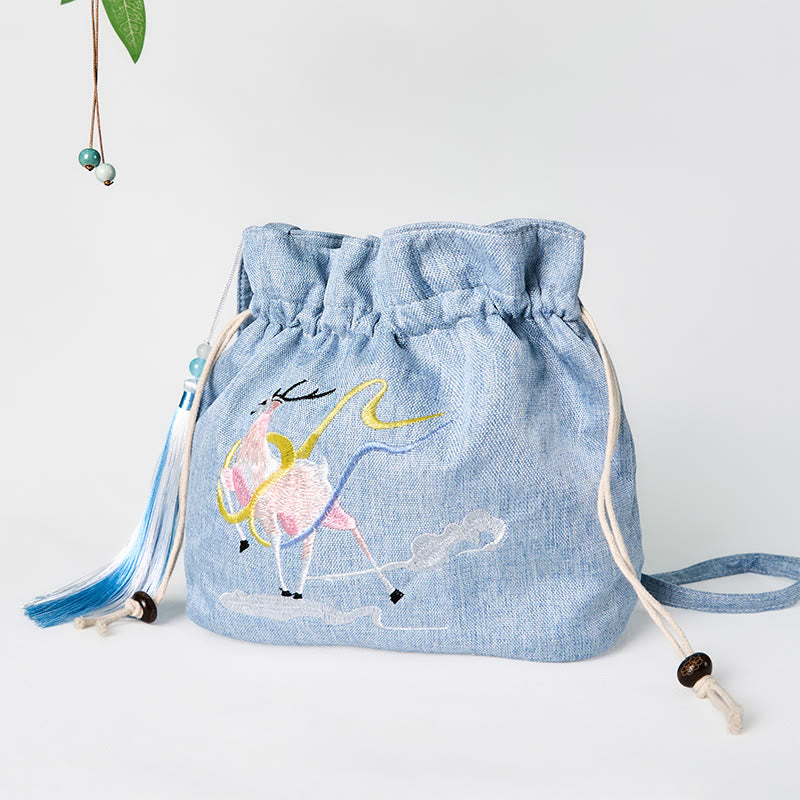 Sac de yoga en coton et lin Fairy Deer 19 x 20 x 10 cm