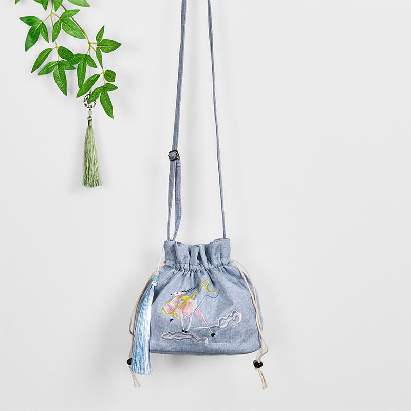 Sac de yoga en coton et lin Fairy Deer 19 x 20 x 10 cm