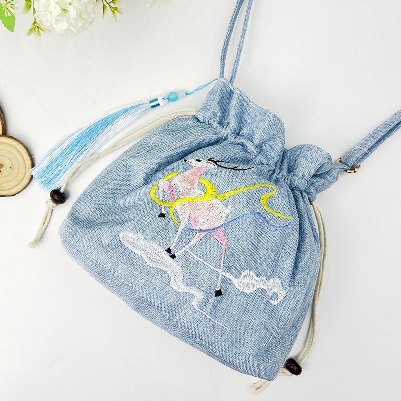Sac de yoga en coton et lin Fairy Deer 19 x 20 x 10 cm