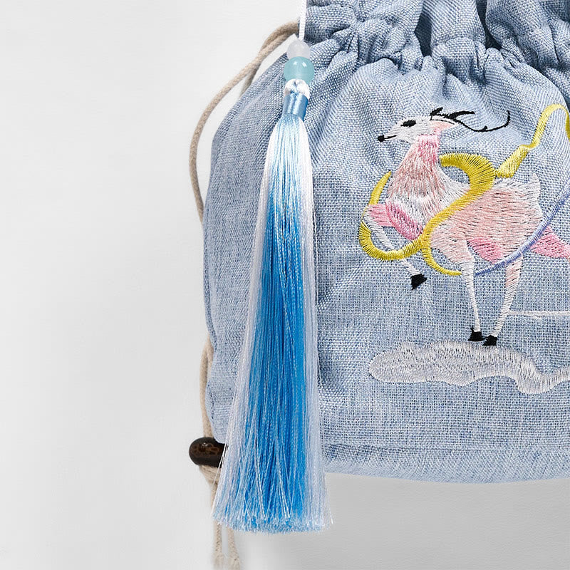 Sac de yoga en coton et lin Fairy Deer 19 x 20 x 10 cm