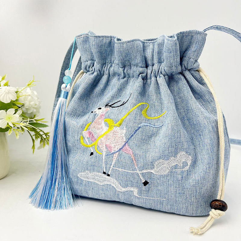 Sac de yoga en coton et lin Fairy Deer 19 x 20 x 10 cm