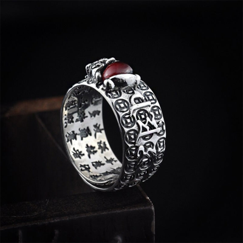 PiXiu Red Garnet Wealth Ring | Feng Shui Unisex 10mm