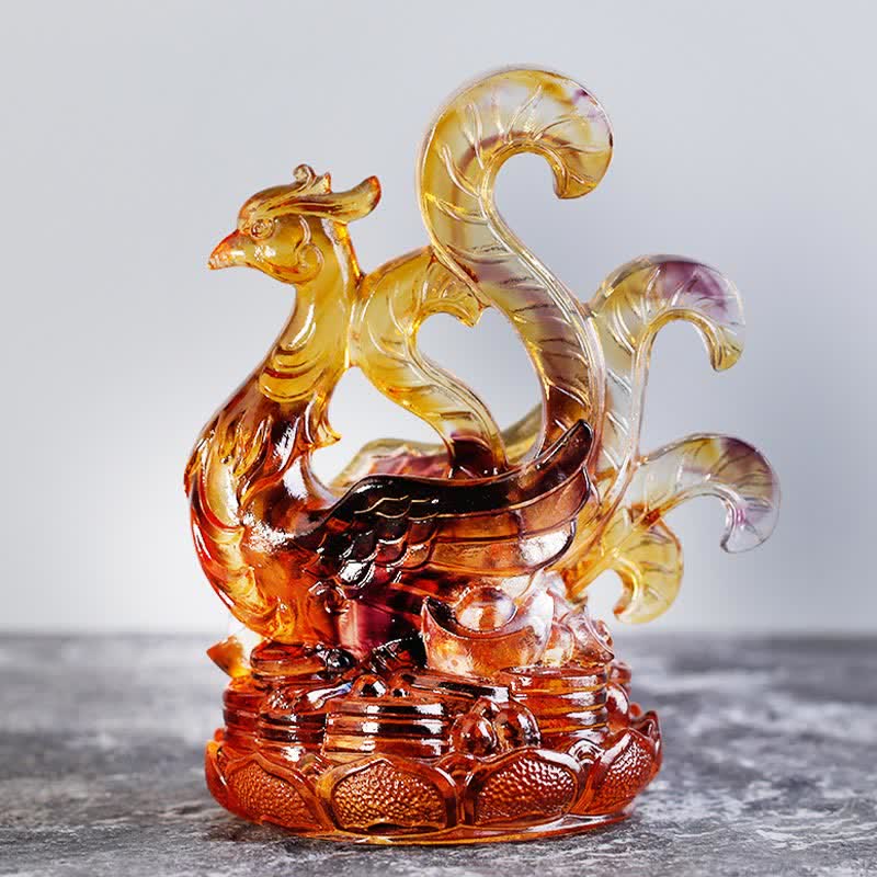 Handmade Azure Dragon Liuli Feng Shui Statue 11cm
