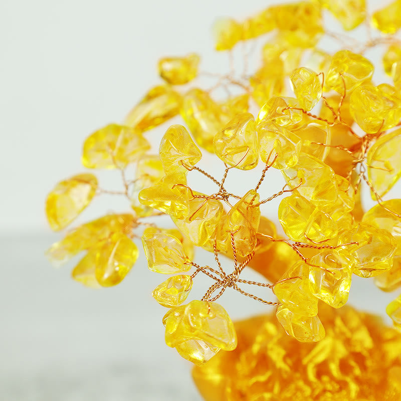 Arbre à argent en citrine naturelle, décoration Feng Shui pour la prospérité