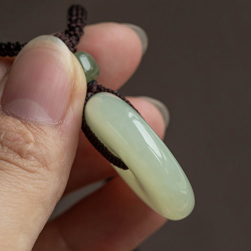 Natural Round Jade Necklace for Prosperity and Luck