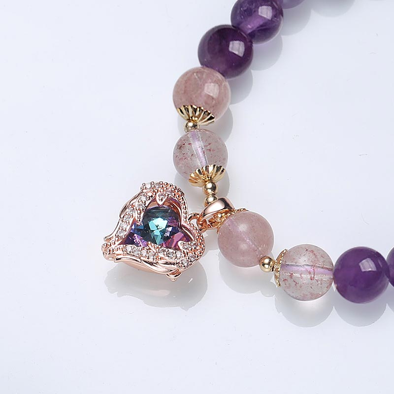 8mm Amethyst Strawberry Quartz Healing Bracelet