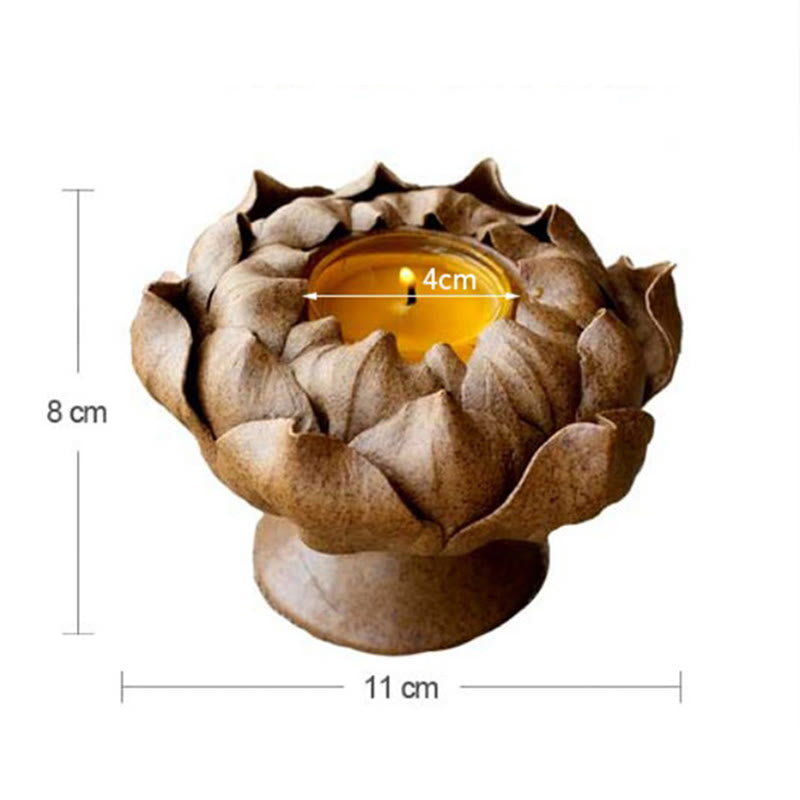 Lotus Flower Ceramic Candle Holder 11cm | Spiritual Home Accent