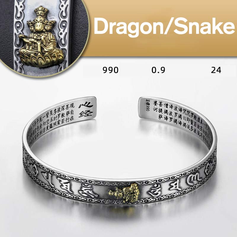 Bracelet de protection du Bouddha du zodiaque chinois en argent 9 mm