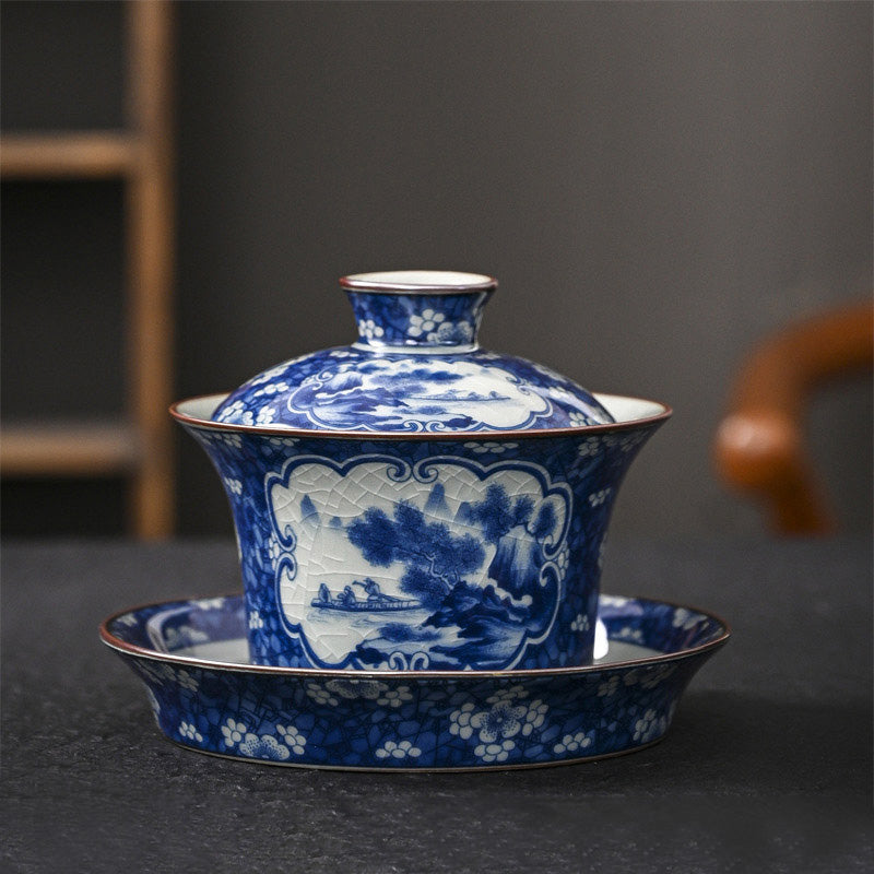 Ceramic Jingdezhen Dragon Phoenix Gaiwan Tea Cup 170ml
