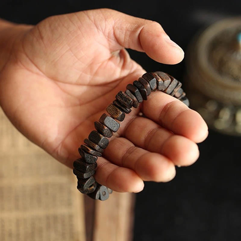 Agarwood Strength Bracelet with 12mm Square Beads | Healing Sounds