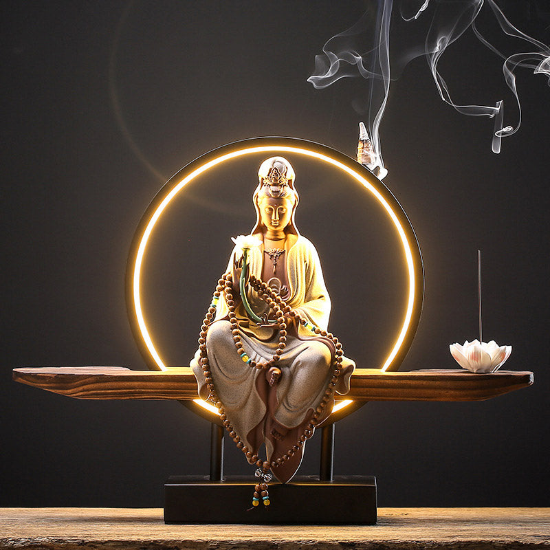 Ceramic Buddha Avalokitesvara Lotus Burners for Meditation