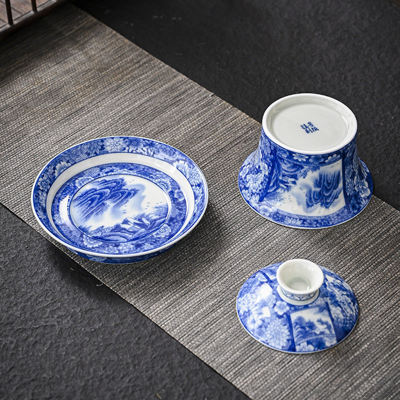 Ceramic Jingdezhen Dragon Phoenix Gaiwan Tea Cup 170ml