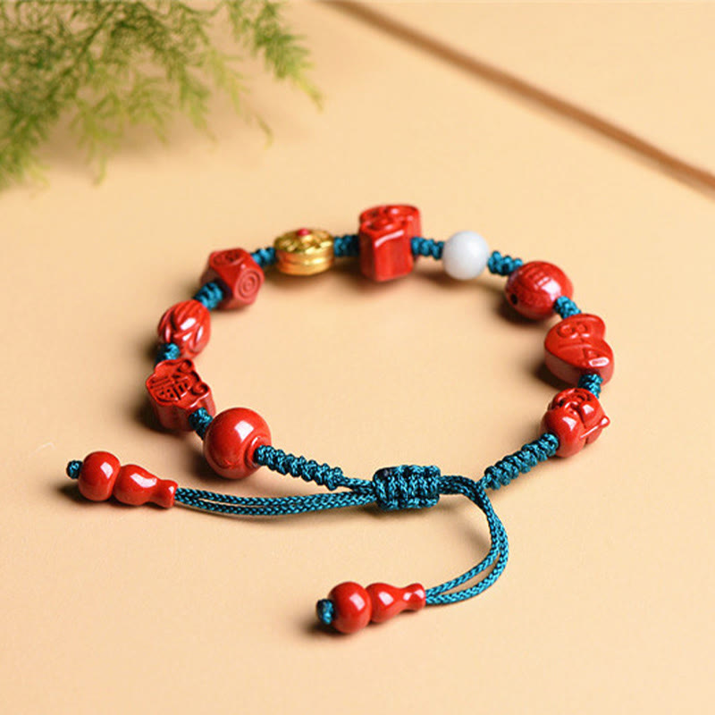 Bracelet en fil de cinabre naturel avec bénédiction Om Mani Padme Hum