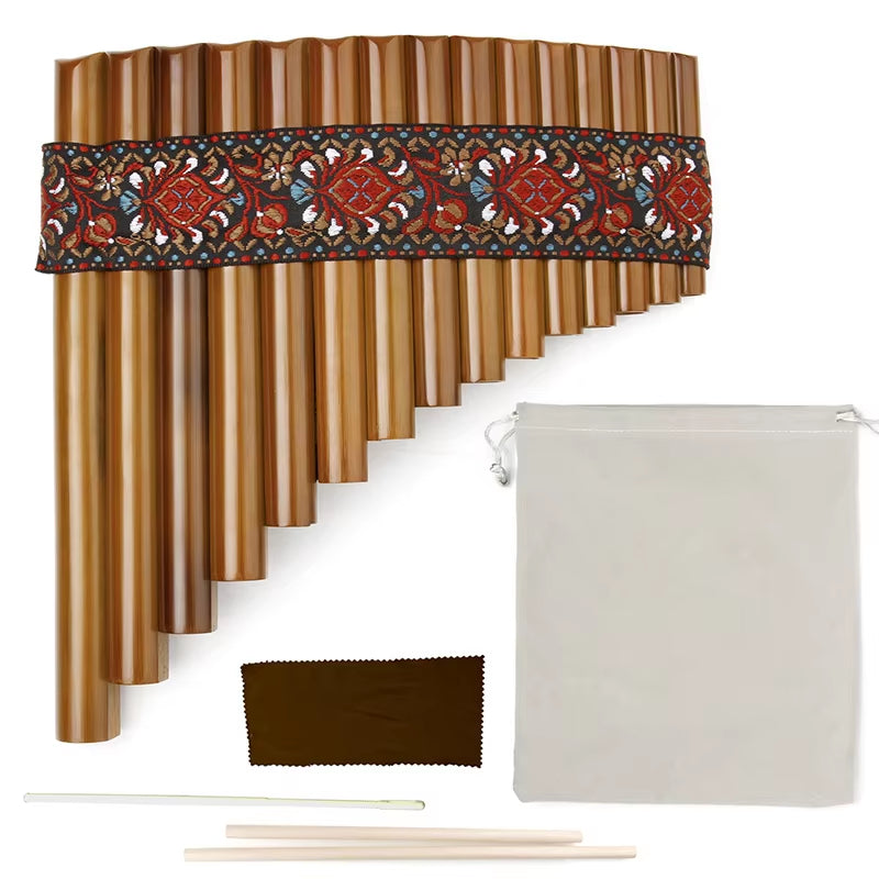 Bamboo Woodwind Instrument Romanian Style Paste the Cloth Strip Handmade Production 15 Pipes Panflute G Key