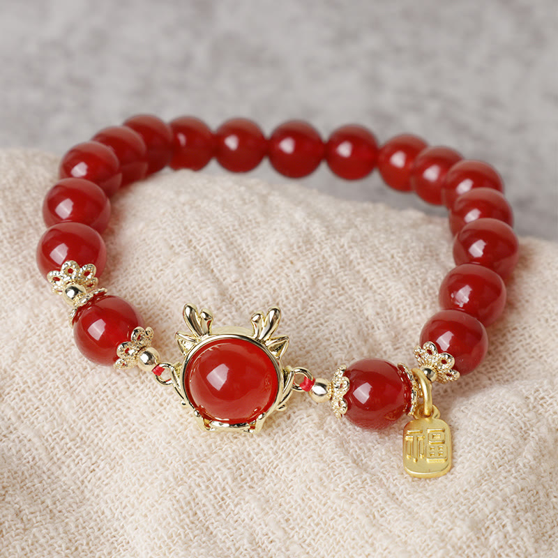 Red Agate Dragon Jade Peace Bracelet | Success & Protection