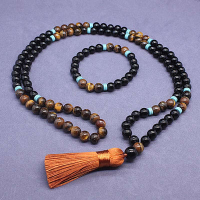 Ensemble de malas en onyx noir pour la protection et la force